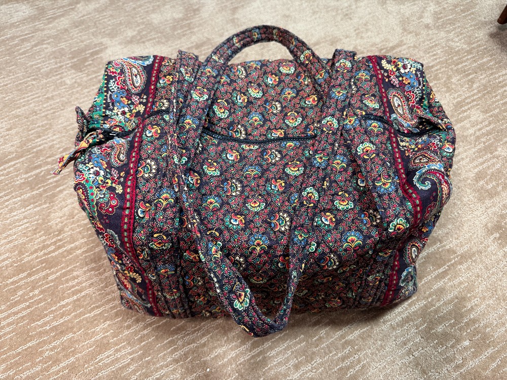 Vintage Vera Bradley 3 Piece Travel Set Colette 1995 Duffle, Garmet Bag, Hanging Travel Organizer