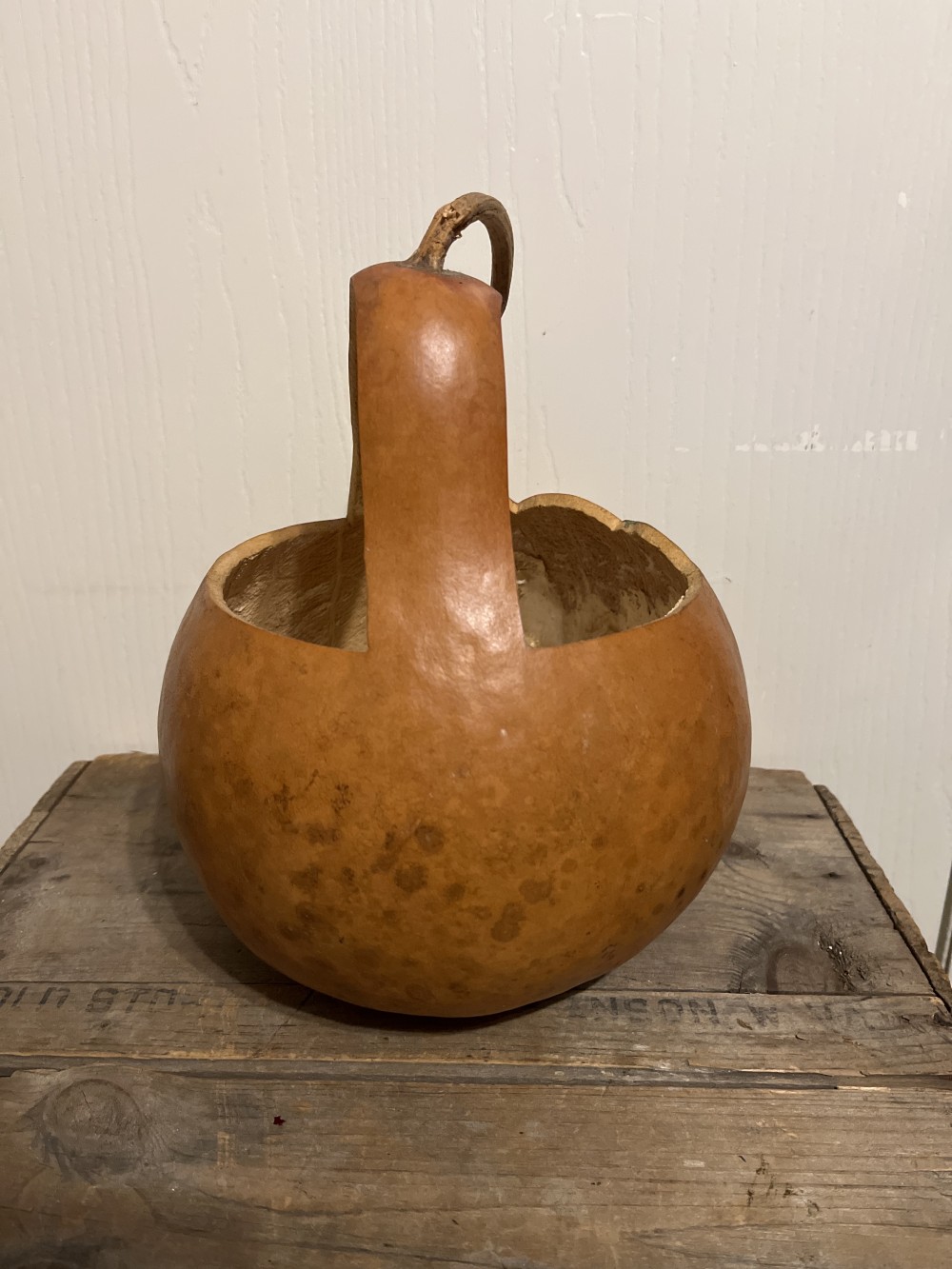 Vtg large folk art gourd basket