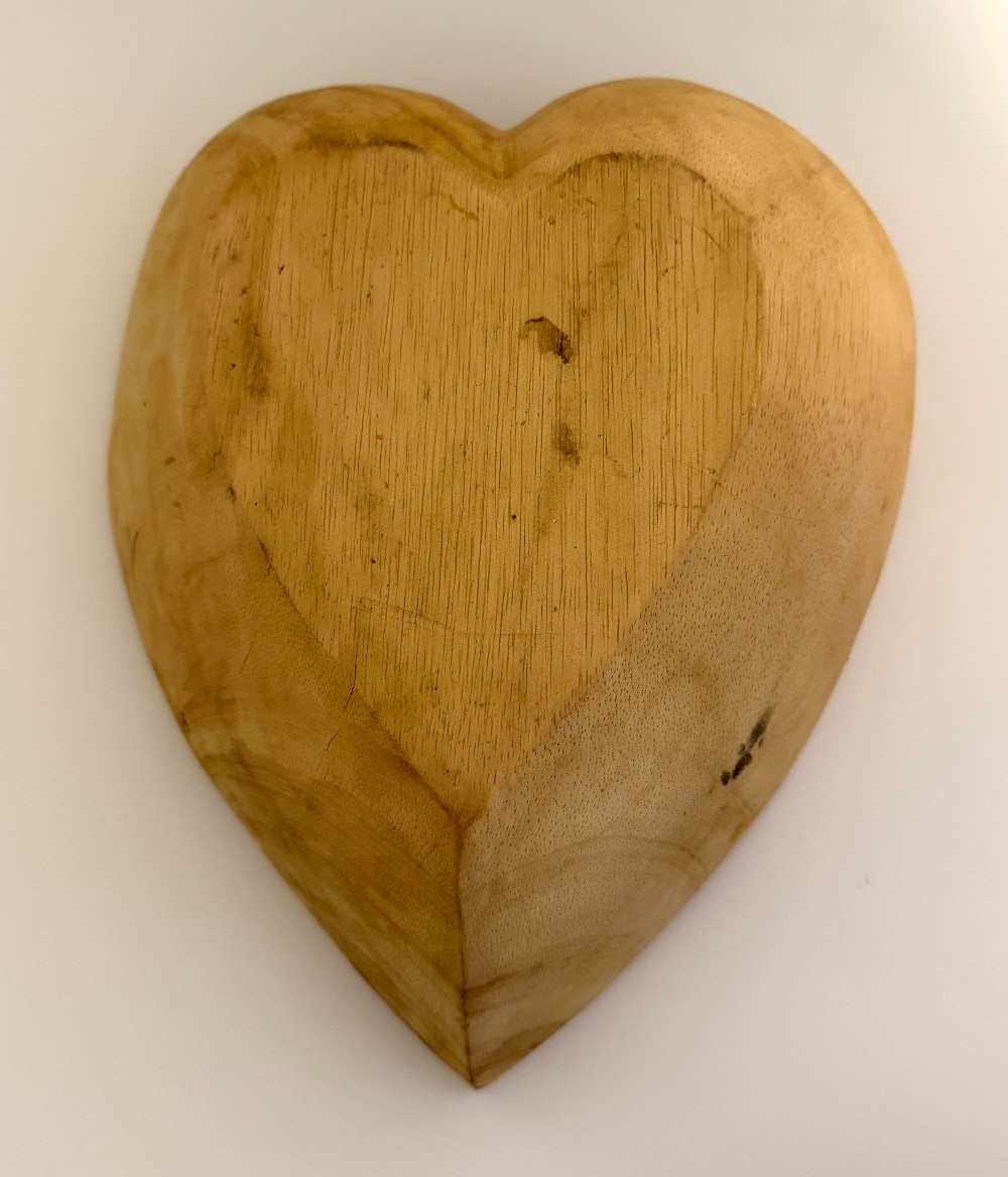 Carved Wood Heart Bowl