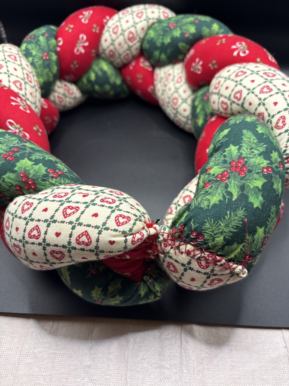 Handmade Patchwork Braided Cloth Wreath ~12 in D
