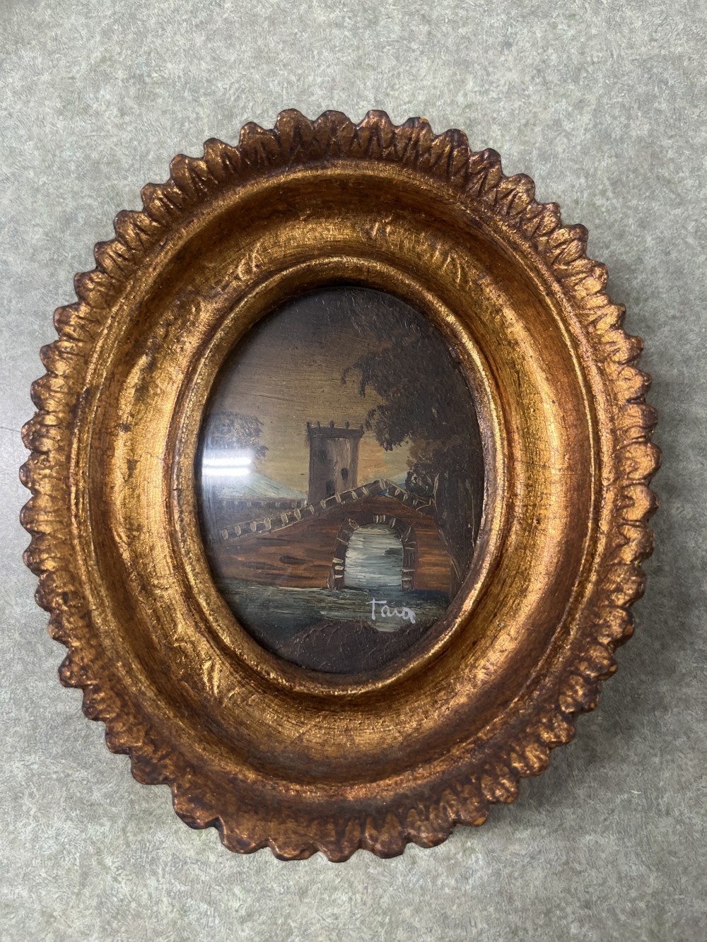 Vtg mini original signed oil painting