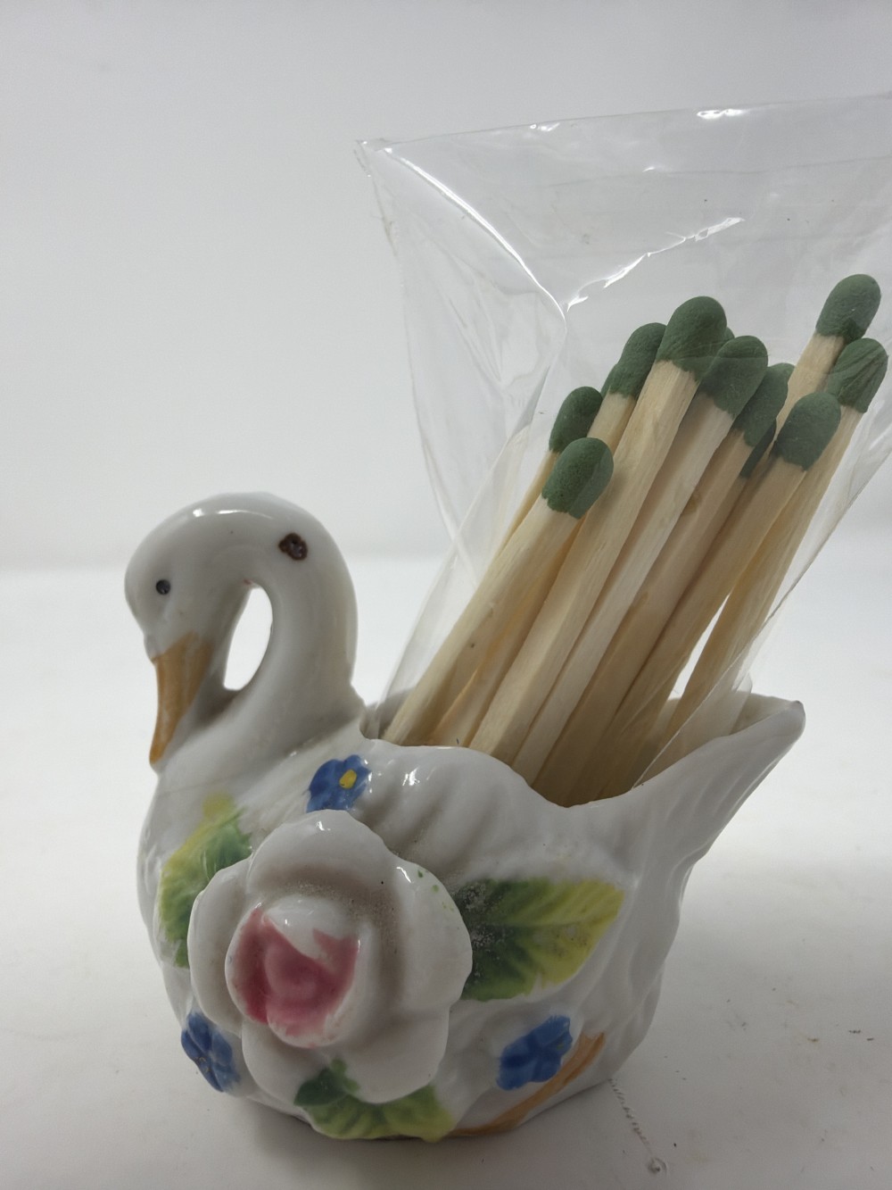 Vtg Swan Match Holder w/Striker