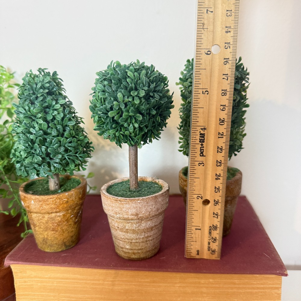 Miniature Faux Boxwood Topiaries, Set of 3