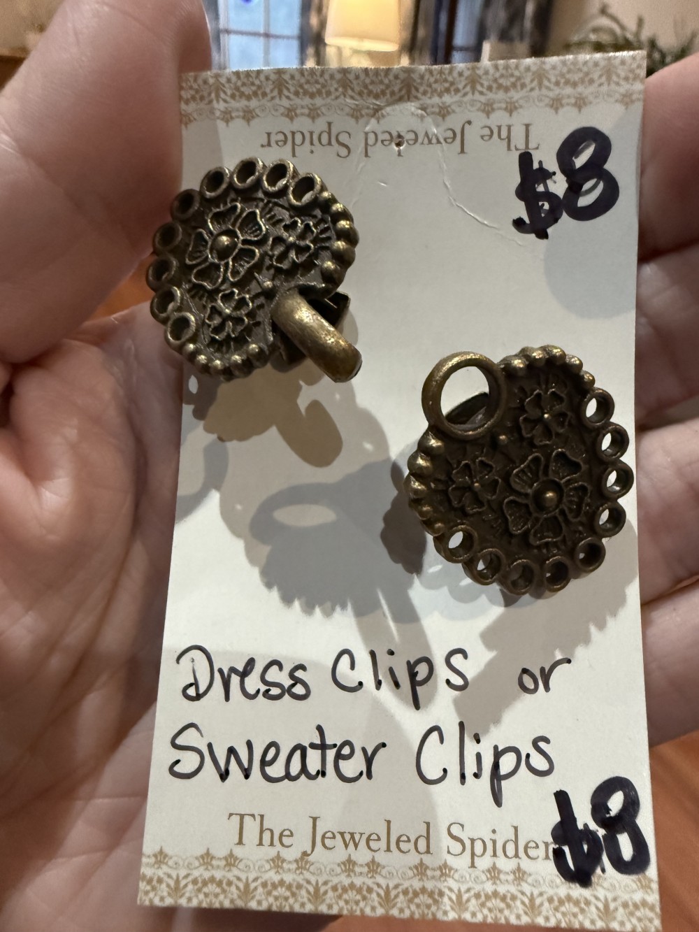 Sweater Clip, Cloak Clip, Dress Clip: Large Flower Loops