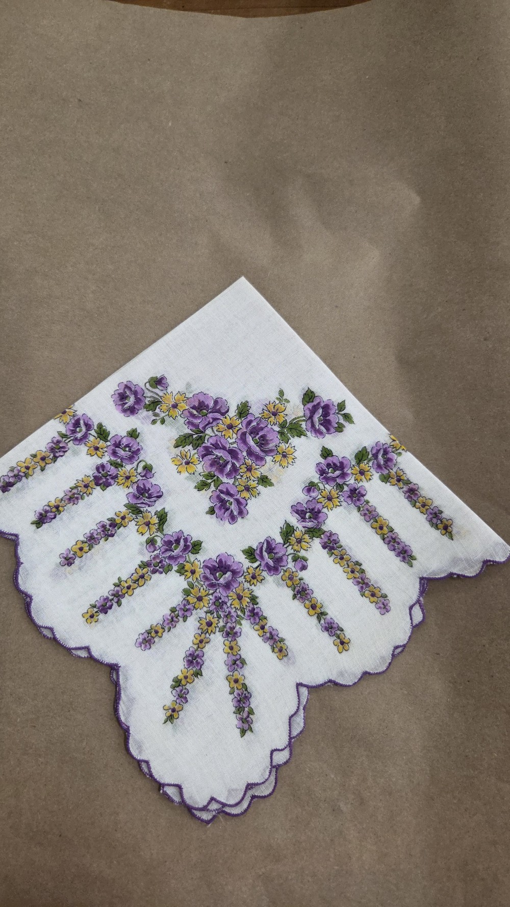 HK-801 purple printed flower hankie