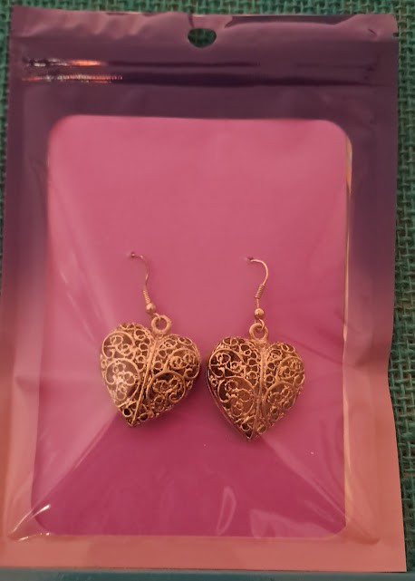 Sterling Silver Puff Filigree Heart Earrings
