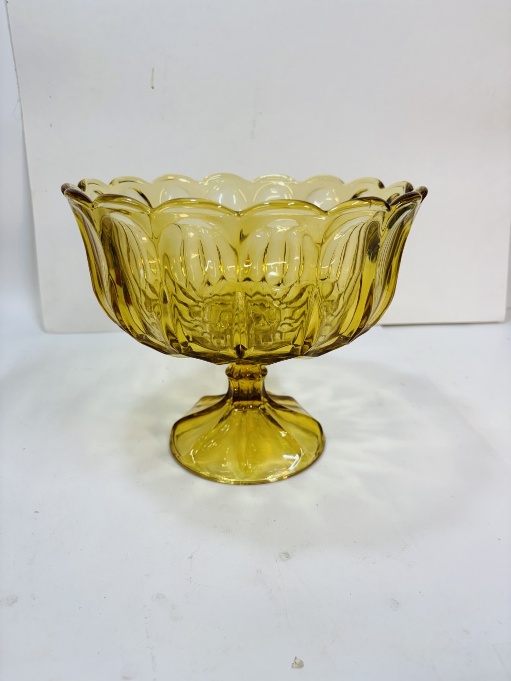 Vintage Anchor Hocking Amber Glass Pedestal Fruit Bowl Compote