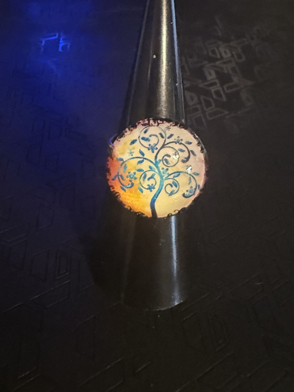 Adjustable Ring - Tree of Life Blue and Purple