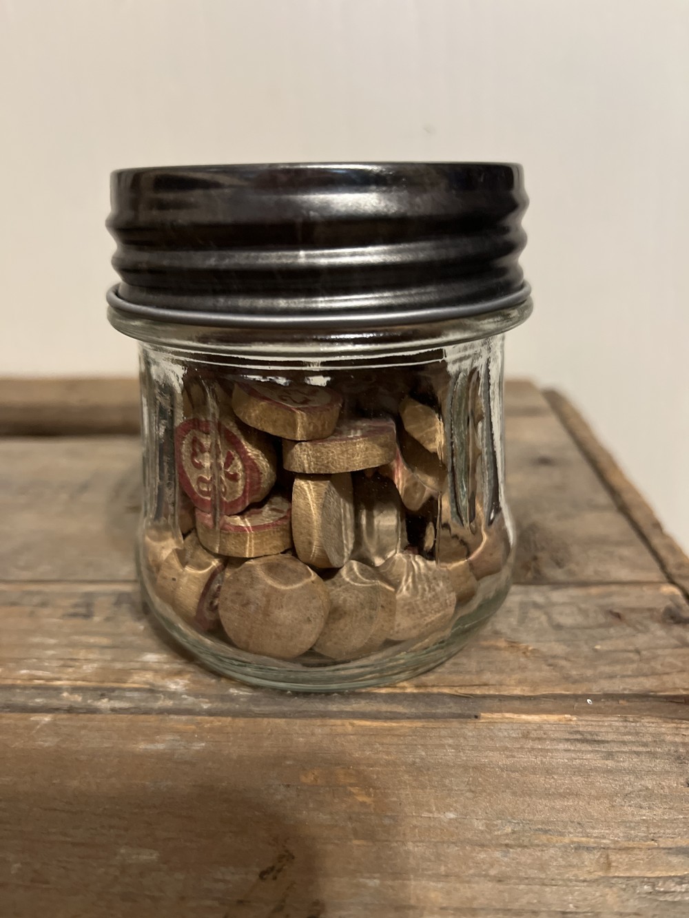Jar of vintage Bingo numbers