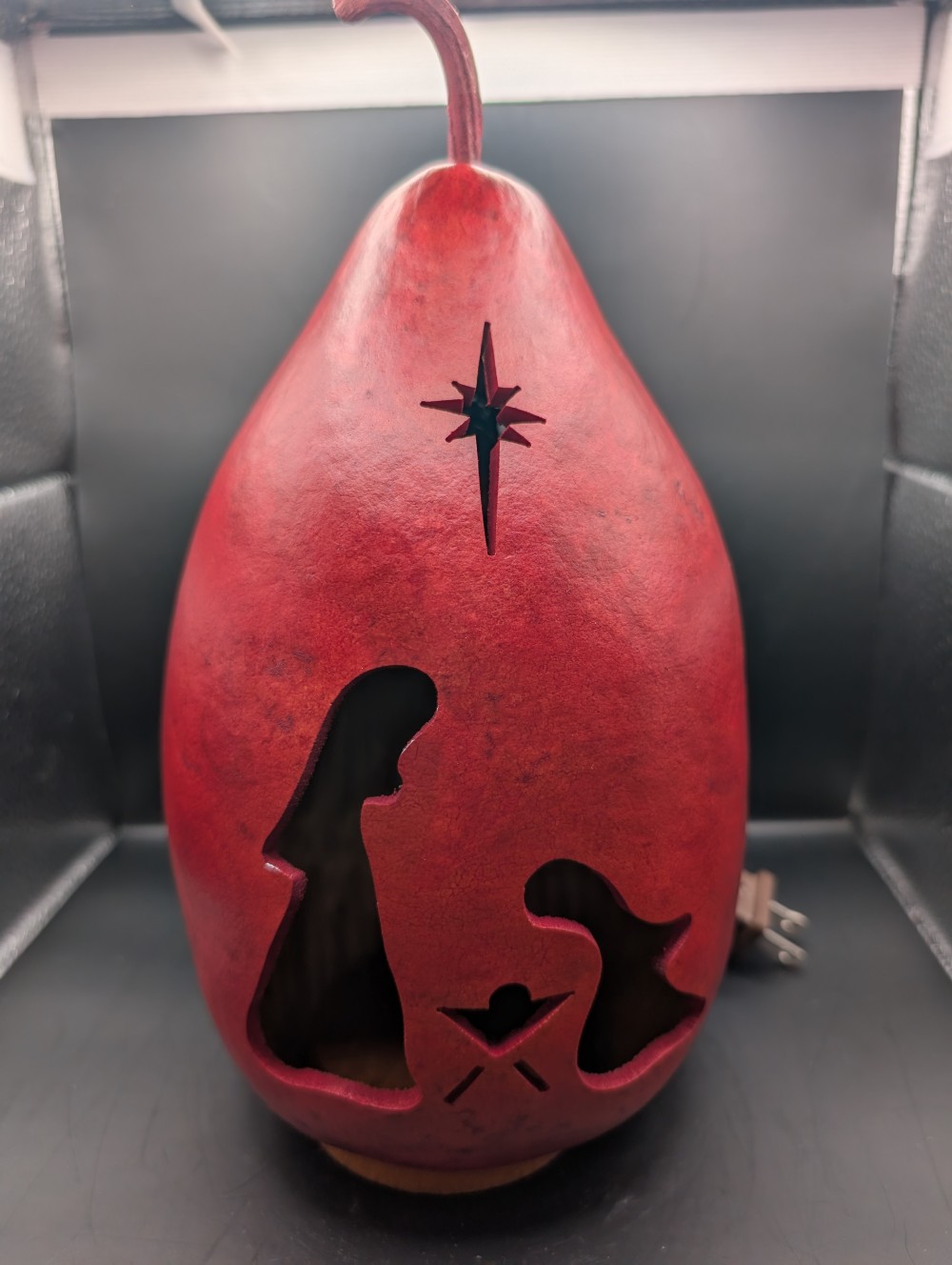 Handmade nativity gourd light