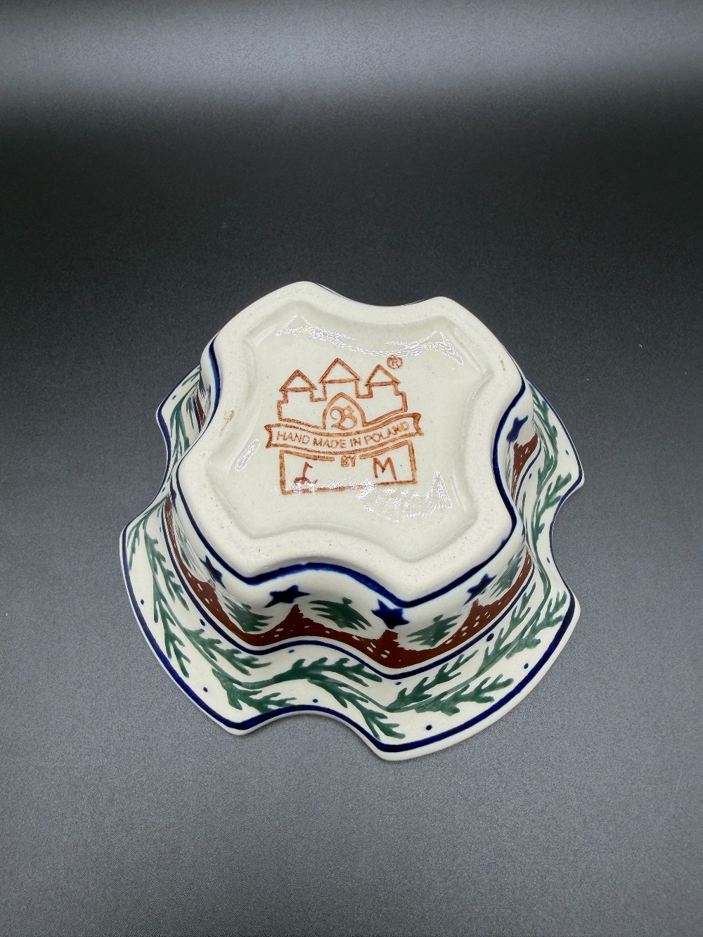 Ceramika Artystyczna Polish Pottery Evergreen Fluted Covered Sugar Bowl / Jam Jar