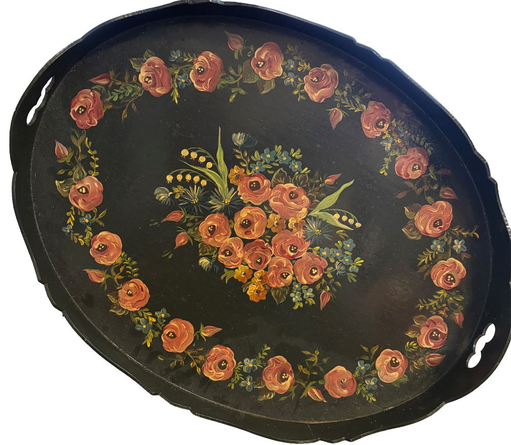 Hindelooper hand painted lacquered folk art tray