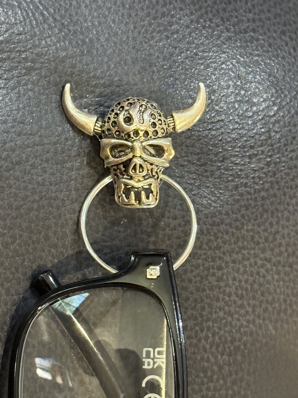 Eyeglass Holder Pin - Viking Skull in Silver