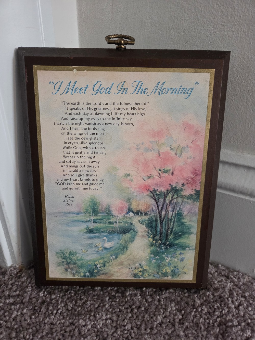 VTG Helen Steiner Rice Poem on Wood