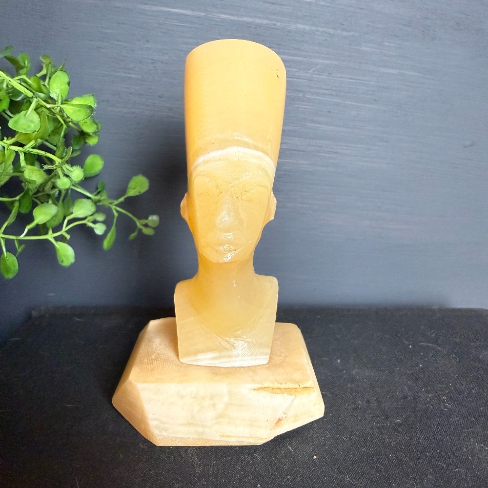 Carved Alabaster Nefertiti Bust Egyptian