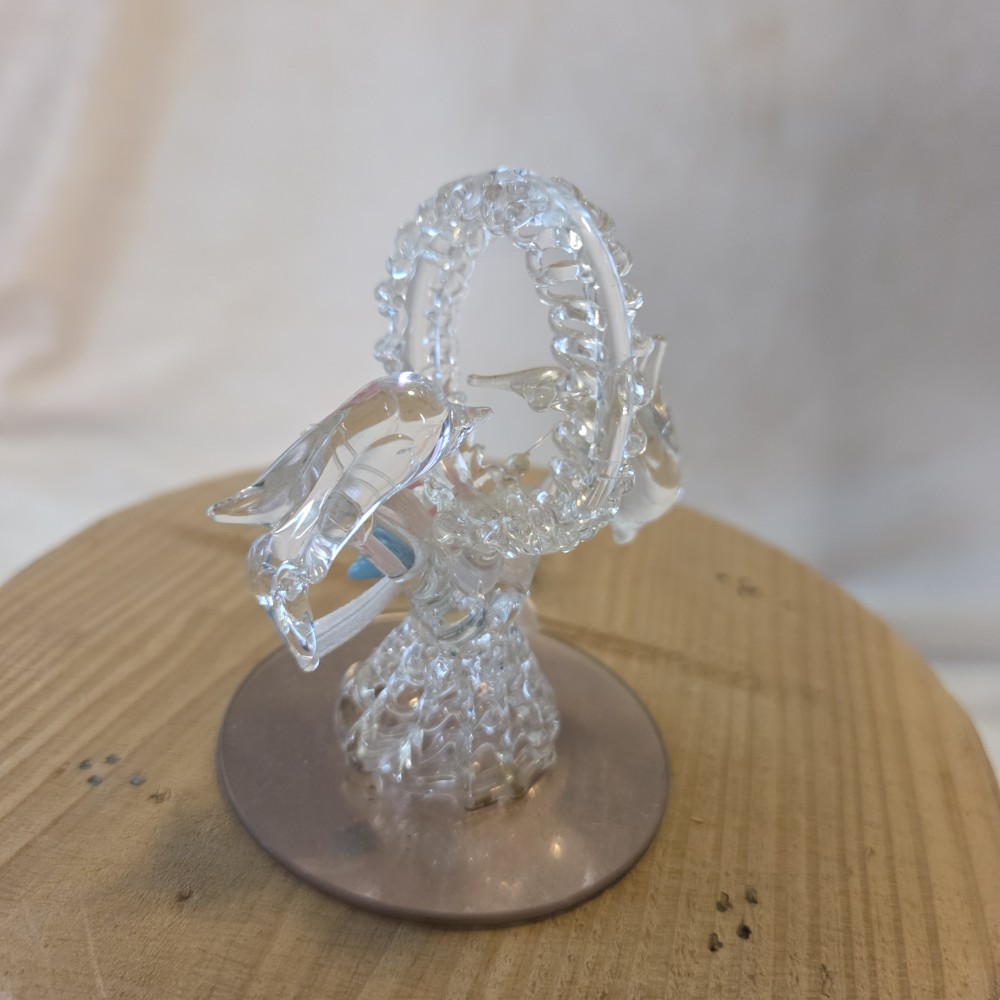 VTG Handspun Glass Cake Topper with Dolphins
