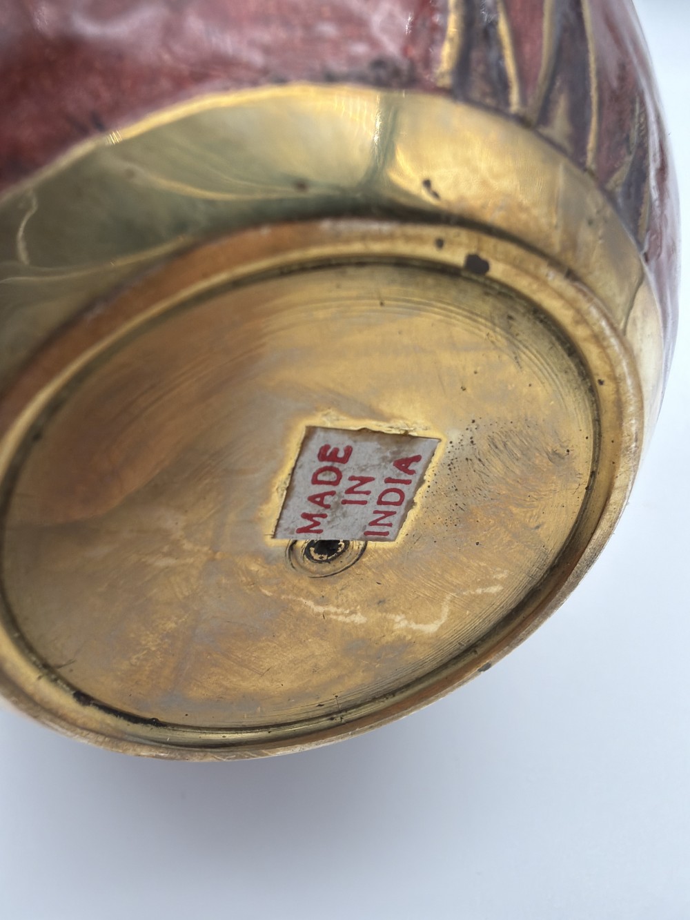 Vintage Brass Enamel Animal Vase
