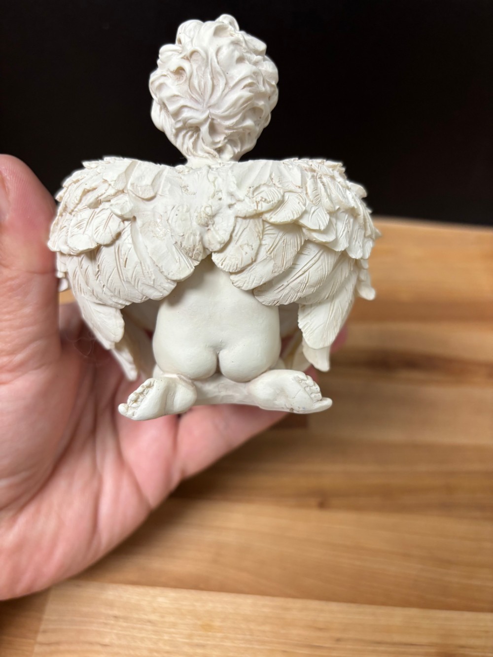 Kneeling Cherub Angel with Wrapped Feather Wings