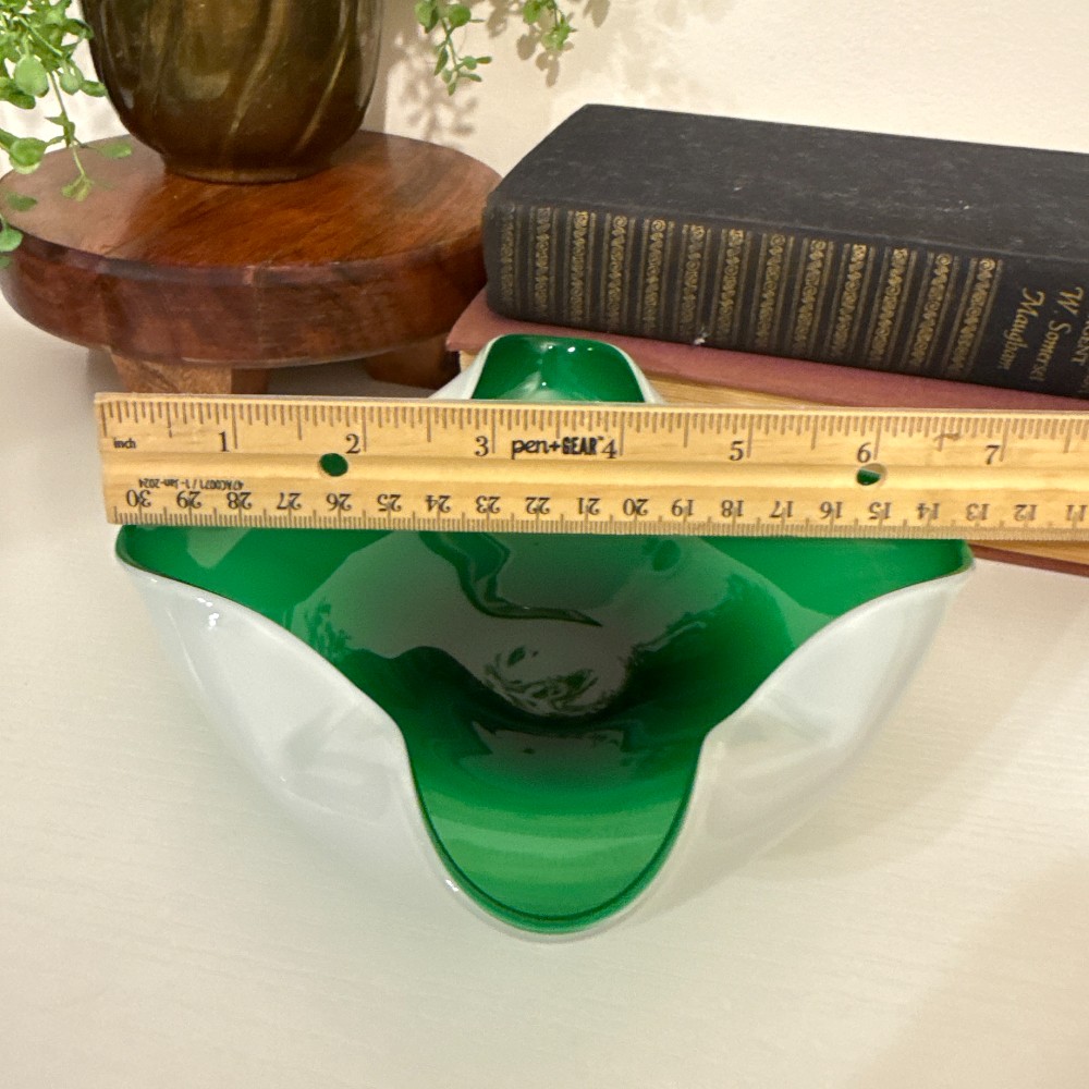 MCM Green & White Cased Glass Bowl, Japan