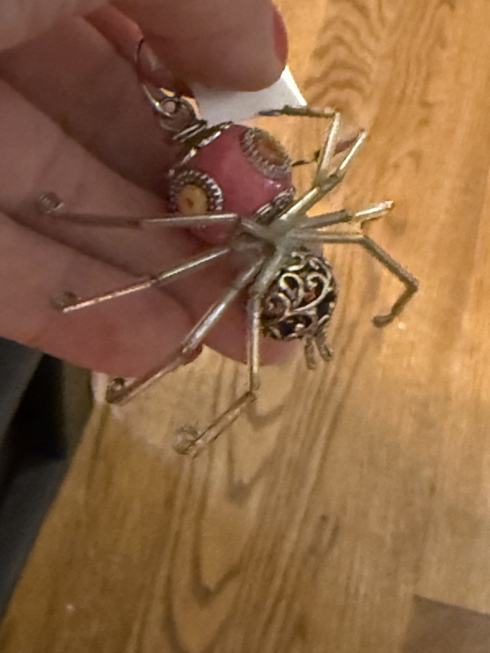 Ornament Spider Bright Pink & Silver