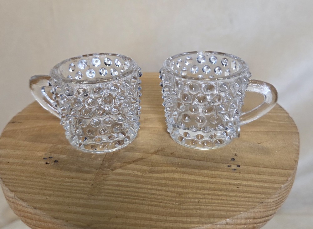 Pair of VTG Mini Glass Hobnail Mugs