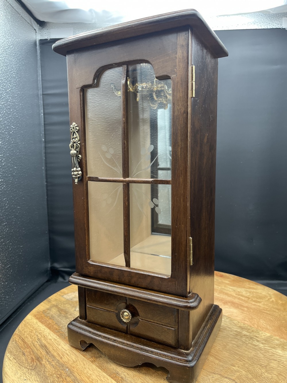 Vtg Tabletop Jewelry Cabinet