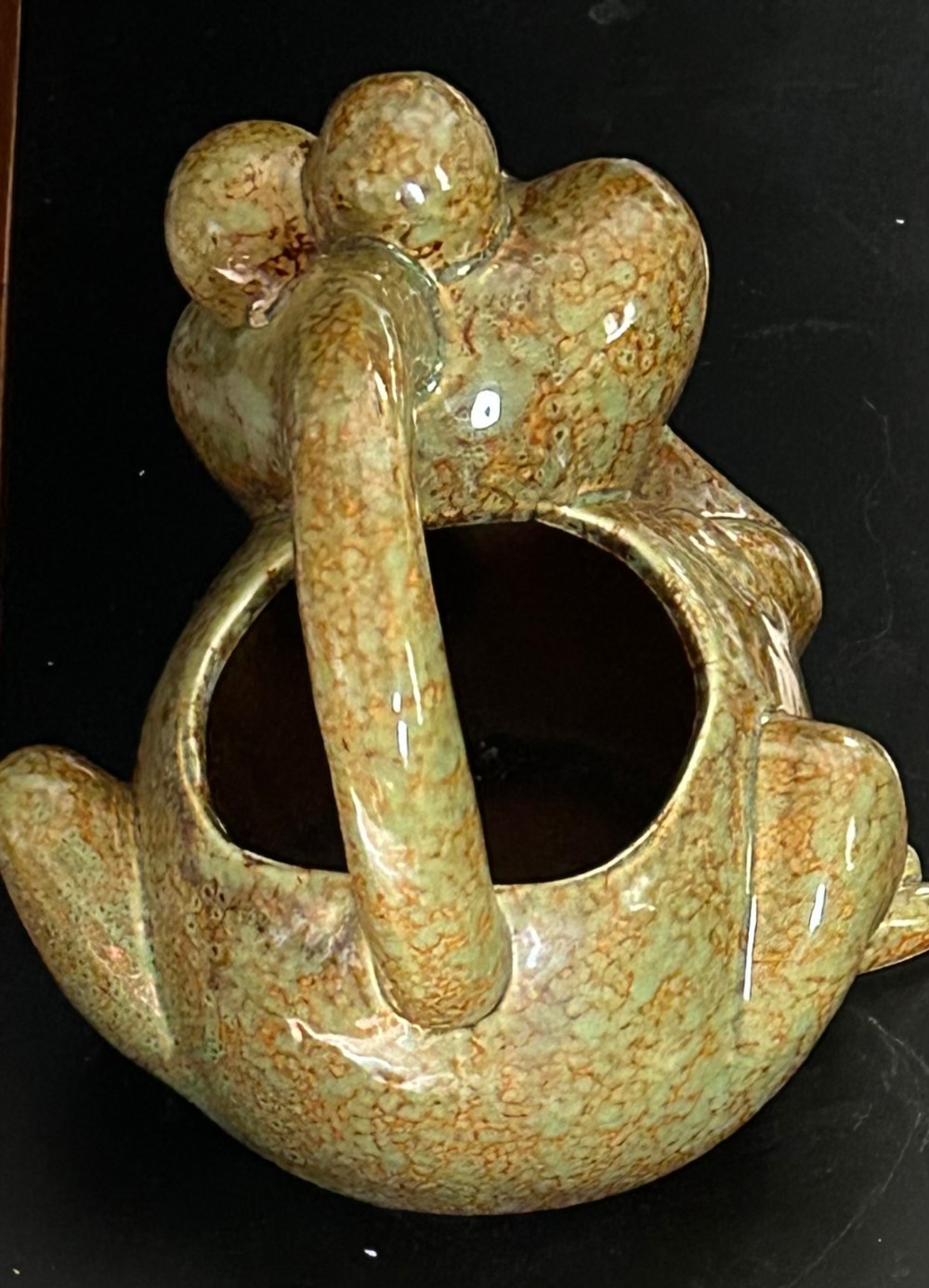 Vintage Ceramic Frog Watering Can Pitcher | Drip Glaze Whimsical Toad Art Pottery Planter | Cottagecore Garden Decor Novelty Gift