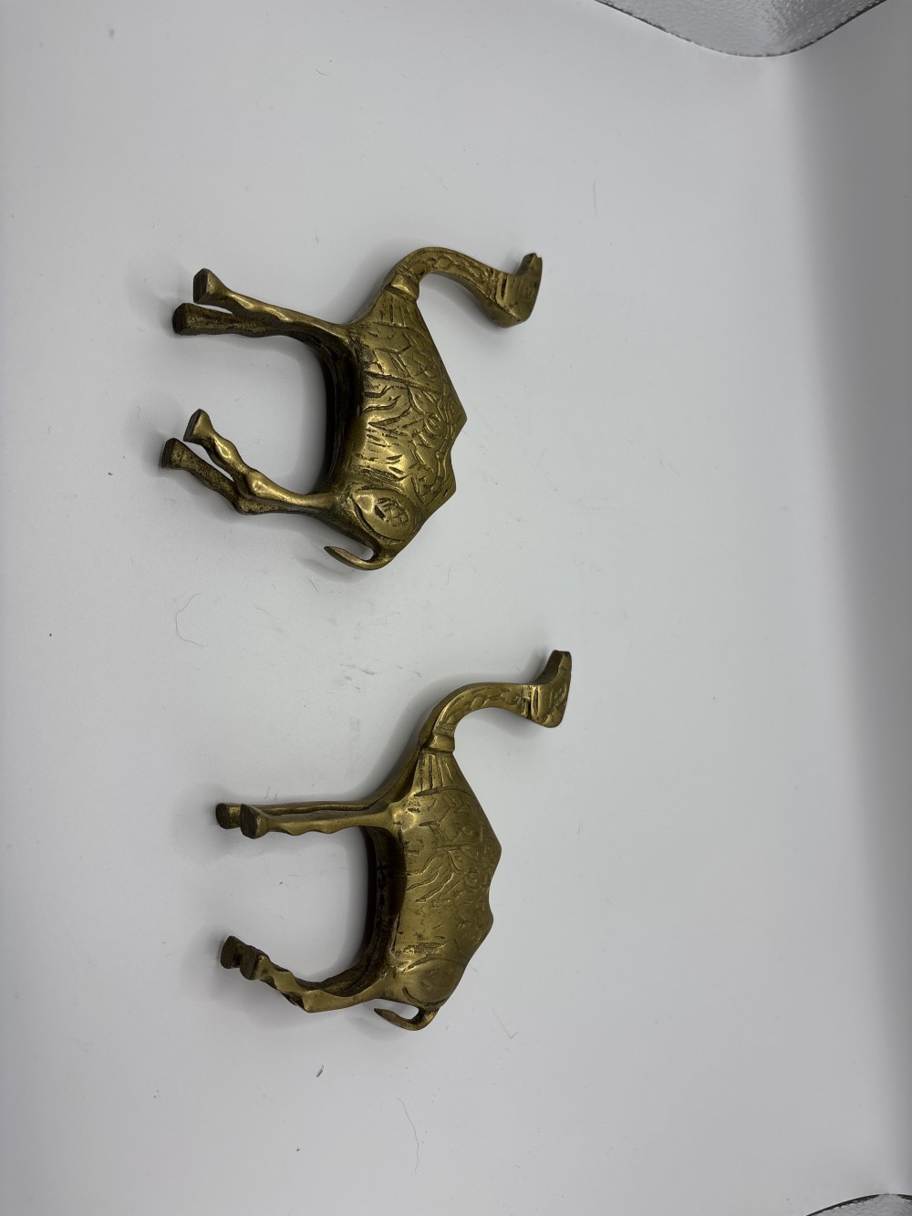Brass Camels (2) 4 inch x 4 inch Vintage