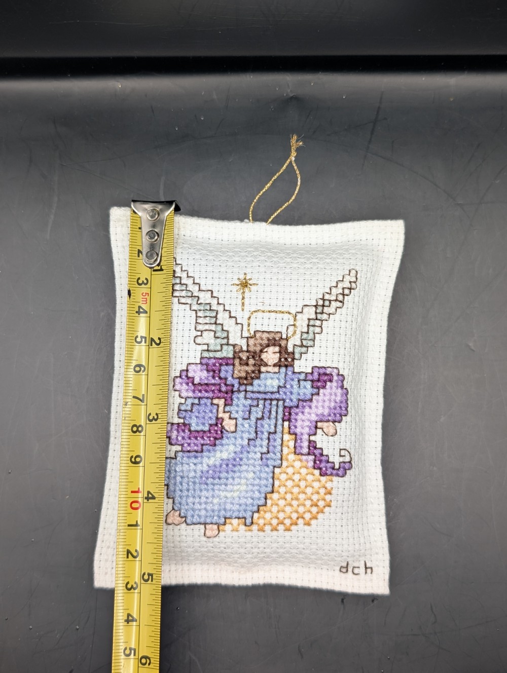 Handmade Cross-stitch angel pillow ornament