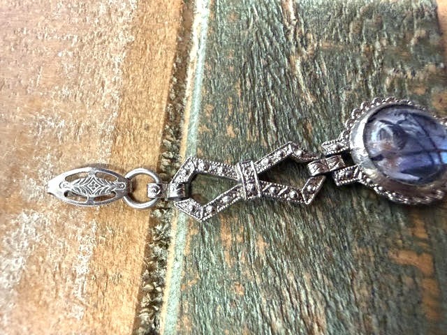 Art Deco Morpho Butterfly Wing Bubble Glass Link Bracelet