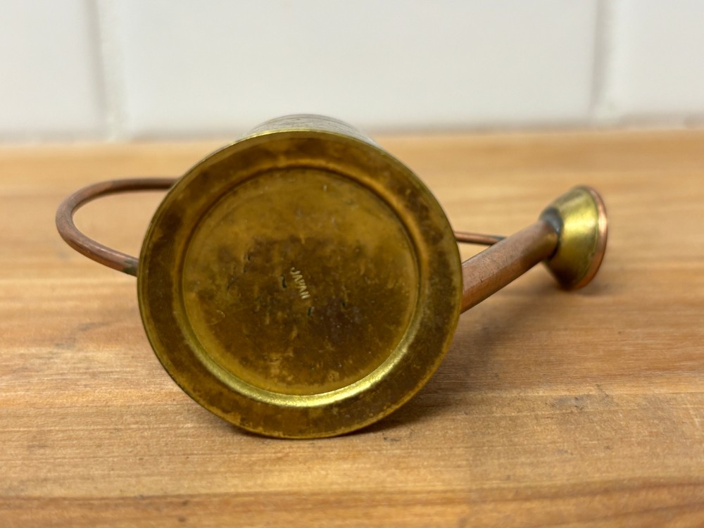 Miniature Vintage Brass & Copper Watering Can Made in Japan Dollhouse Garden Décor 2