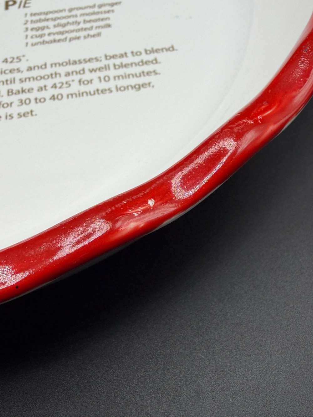 Vintage Red Ruffled Ceramic Pumpkin Pie Recipe Baking Dish