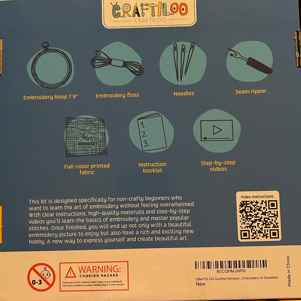 Embroidery kit - beginner - Goldfish Mindset is Everything - new