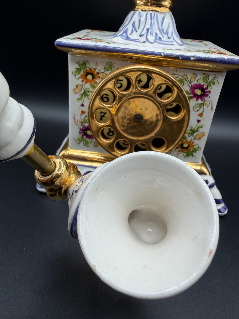 Vintage 1969 Cesare Italian Ceramic French Telephone Liquor Decanter - As Is