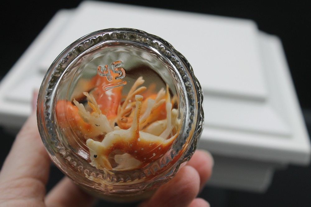 Jar of plastic miniature deer figurines