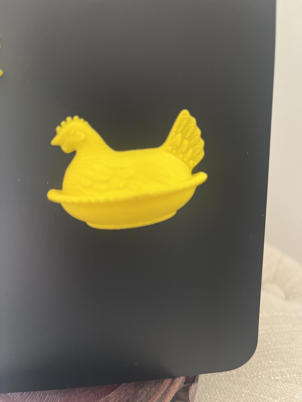 Plastic YELLOW  “Hen on Nest” Frig Magnet