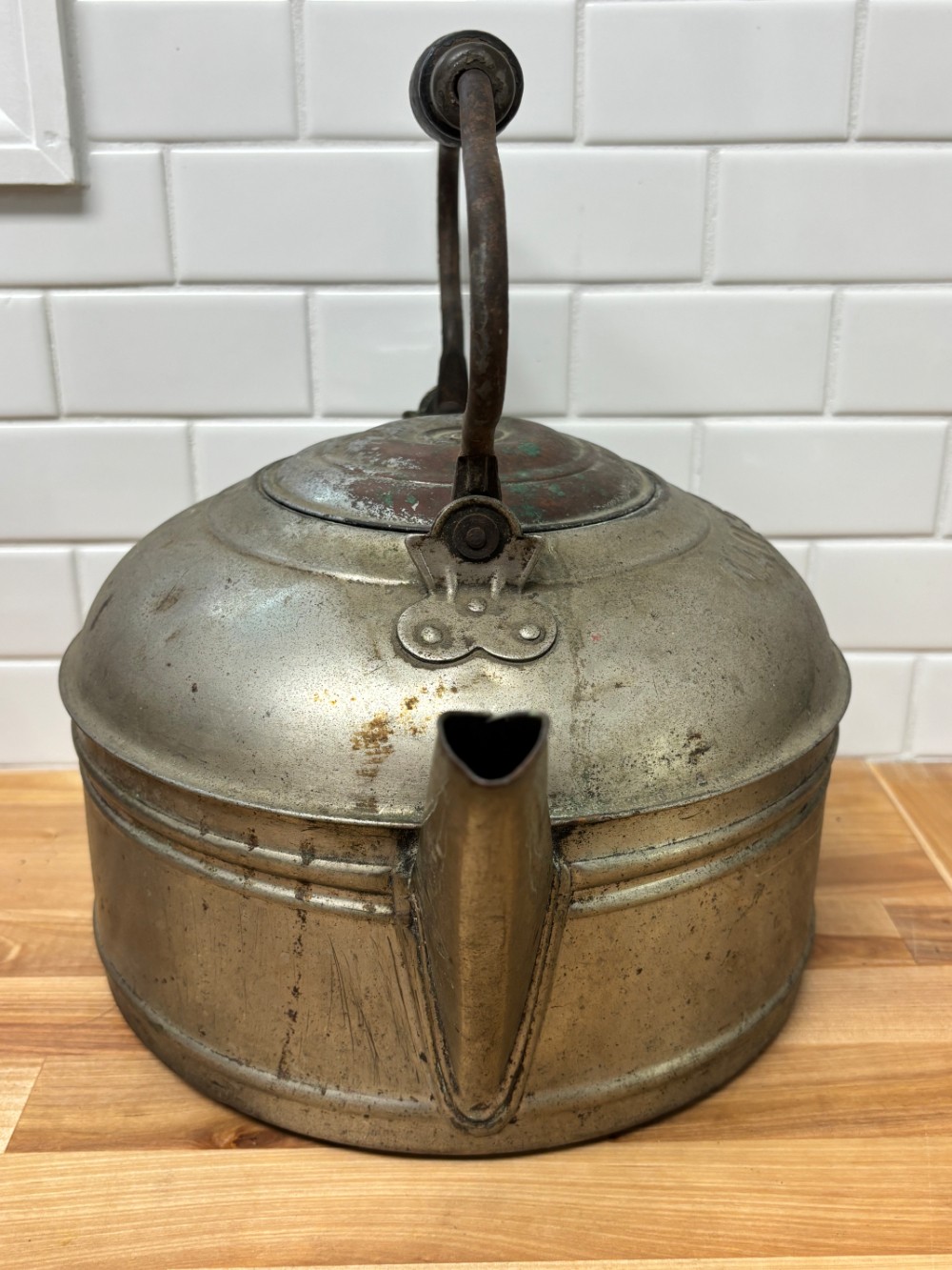 Antique Majestic Copper Tea Kettle 1898 Patent Primitive Farmhouse Decor Pot Cottagecore