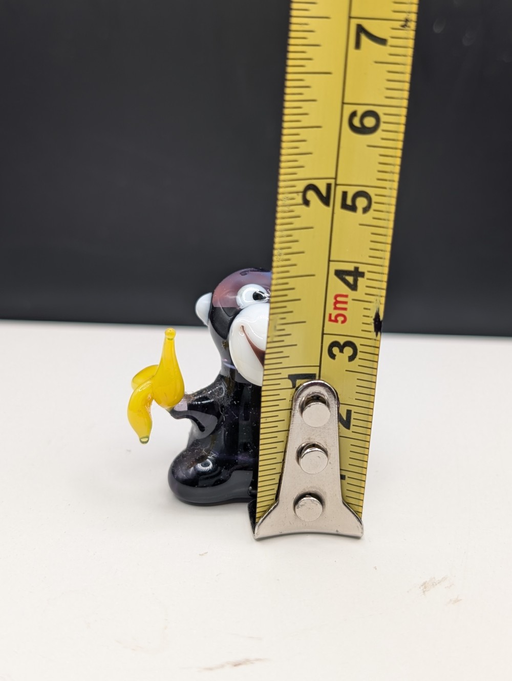 Miniature blown glass monkey w/banana
