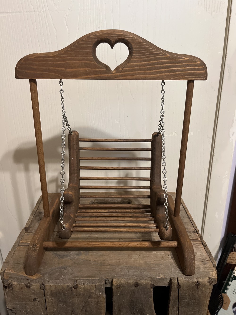 Vtg miniature doll porch swing