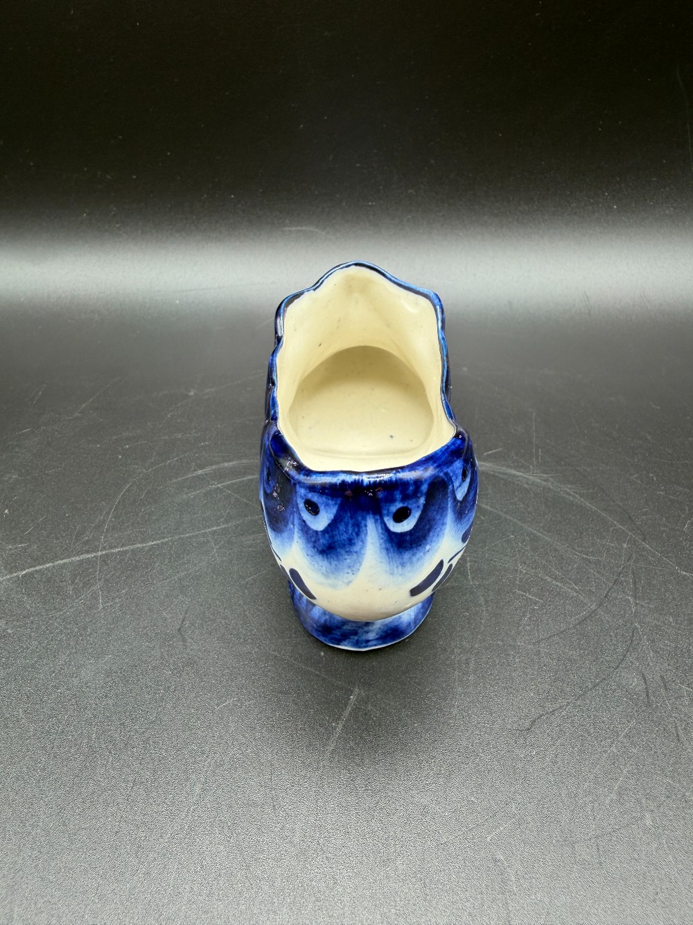 Vintage Gzhel Russian Porcelain Decorative Shoe Figurine