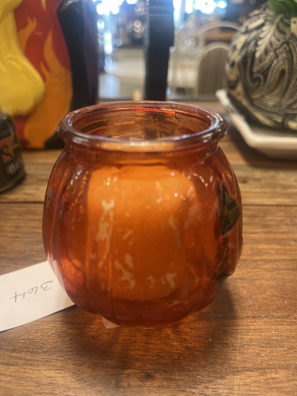Glass Jack-o-lantern tea light holder