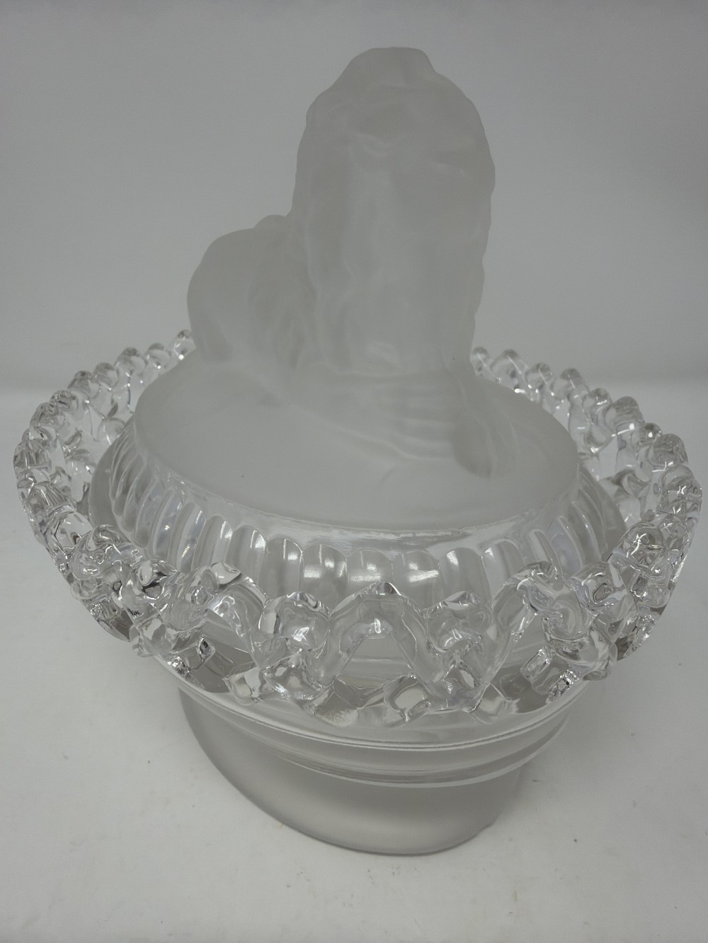 Imperial Glass Lion Covered Box