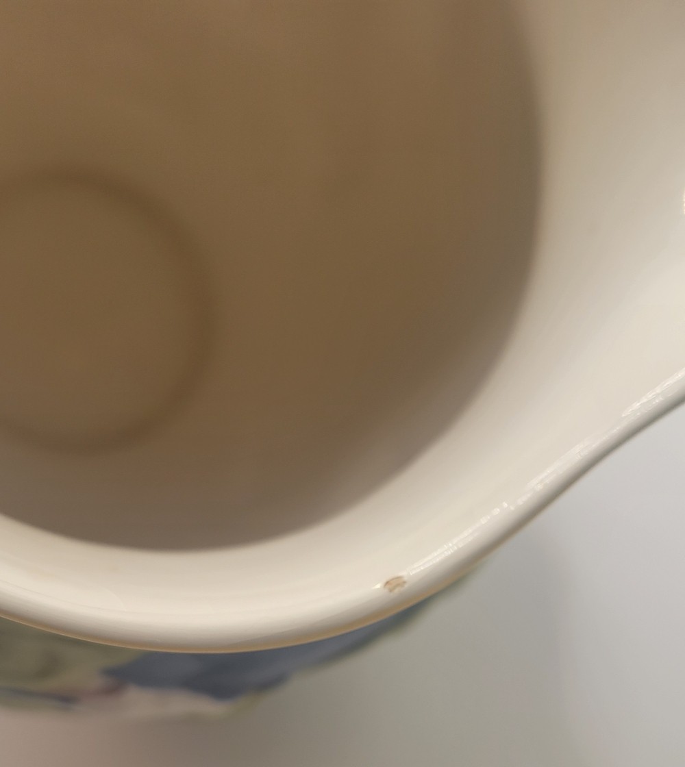 Hand-Painted Majolica Orange Ceramic Pitcher
