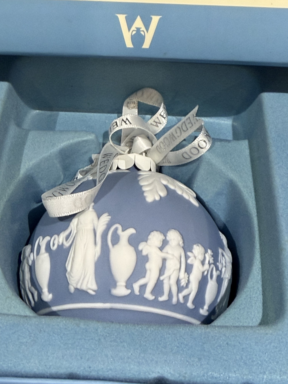VTG Wedgwood Blue Jasperware Christmas Ornament