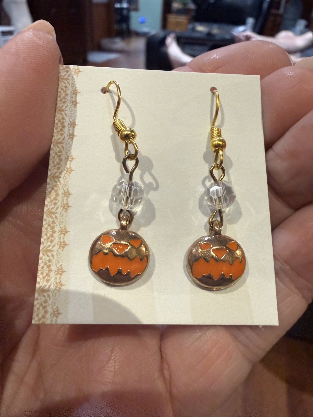 Earrings - Petite Pumpkins Crystal Halloween
