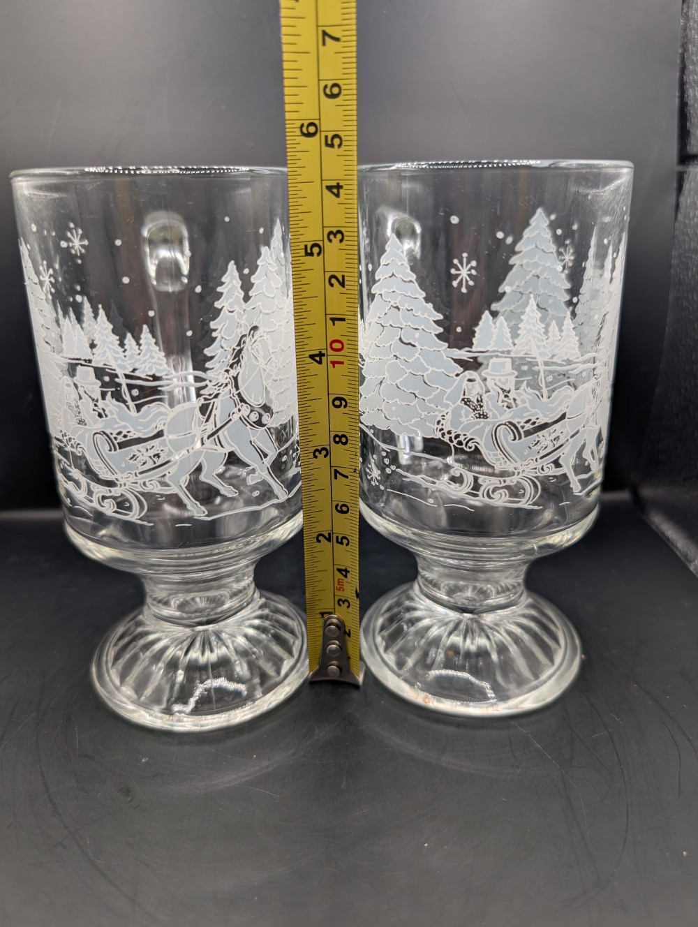 Vintage s/2 Avon Victorian Sleigh Ride pedestal mugs