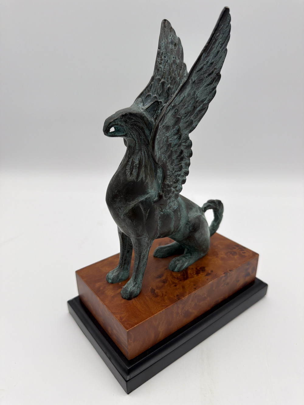 Verdigris Griffin on Pedestal Base
