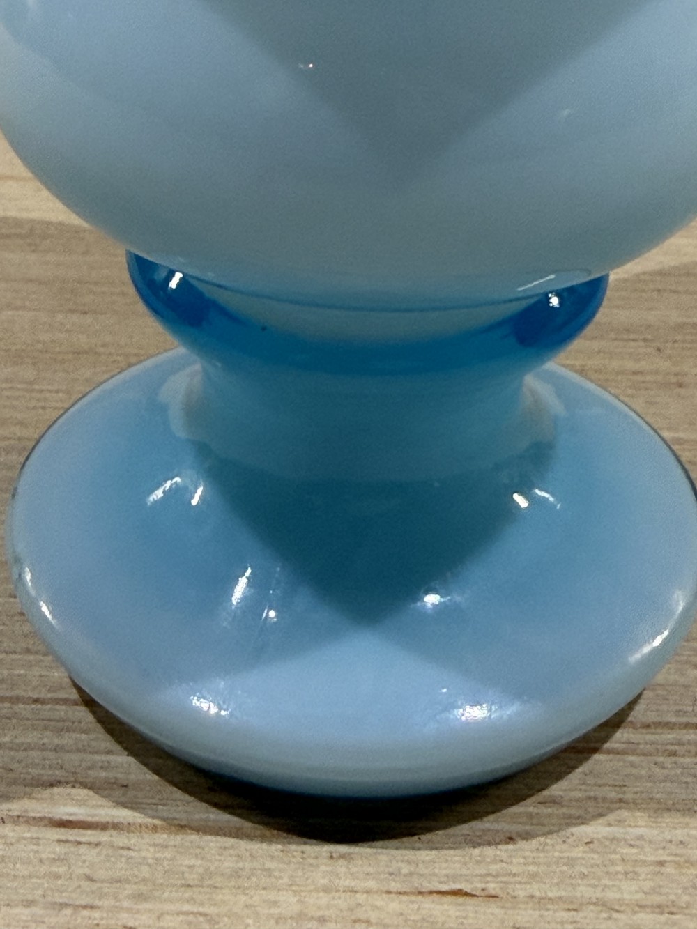 Vintage Light Blue Glass Pedestal Vase — 6”