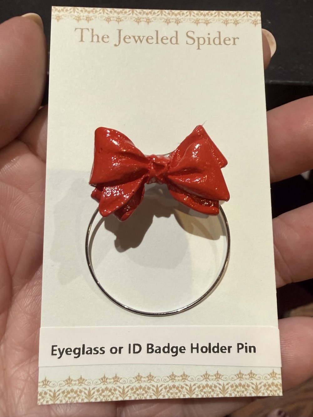 Eyeglass Holder - Red Bow, ID badge holder