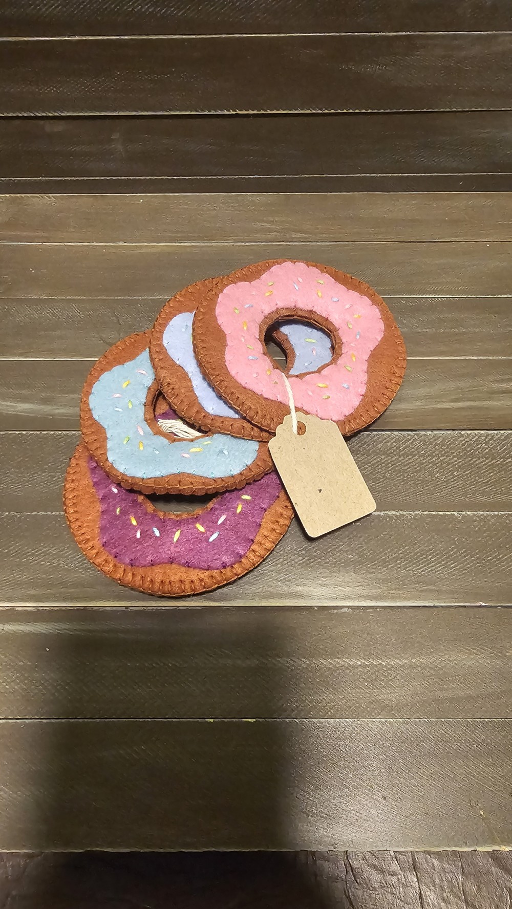 Set 4 handmade felt donut coasters